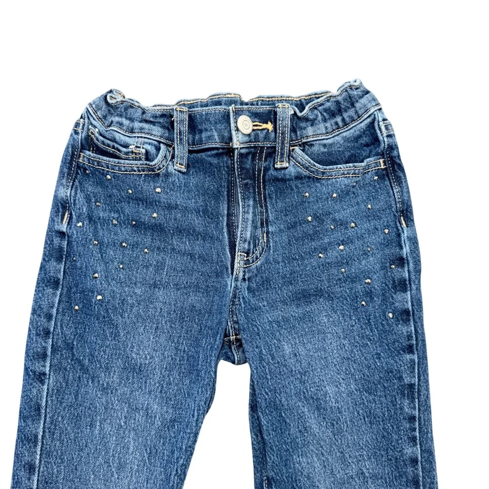 Old Navy Kids High-Rise Flare Jeans Medium Wash Studded Size 8 Built-In Tough